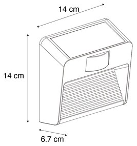 Fali lámpa fekete LED-del IP54 mozgásérzékelővel, szolár - Border