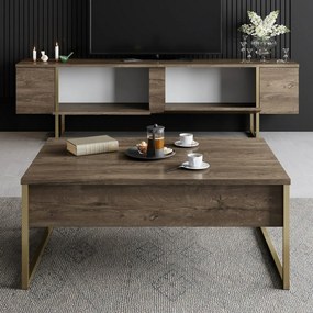 Luxe Walnut and Gold TV-asztal