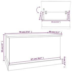 füstös tölgy színű szerelt fa tárolóláda 70 x 40 x 38 cm