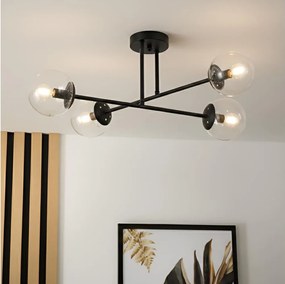 Brilagi - MALIVA felületre szerelhető csillár 4xE14/15W/230V fekete/átlátszó
