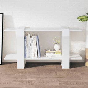 Fehér magasfényű szerelt fa könyvszekrény 100 x 30 x 51 cm