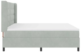 Boxspring Ágy Matraccal &amp; LED Fény Szürke 200x200 cm Bársony
