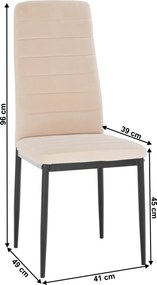 Szék, bézs Dulux Velvet szövet/fekete fém, COLETA NOVA