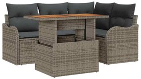 vidaXL Kerti Kanapé Szett tárolóval 5 pcs Szürke Poli rattan