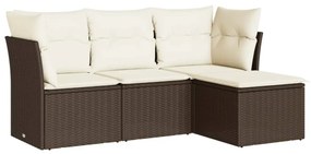 vidaXL 4 részes barna polyrattan kerti ülőgarnitúra párnákkal
