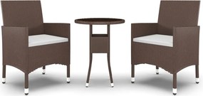 vidaXL 3 részes barna polyrattan kerti étkezőgarnitúra