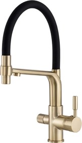 Gamma Vegas Vízszűrős Mosogató Csaptelep - Rugalmas, Zuhanyfejes, Szálcsiszolt Arany