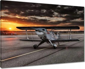 Vászonkép 70x50 Repülőgép naplemente