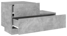 betonszürke éjjeliszekrény LED-fényekkel 70x36x40,5 cm