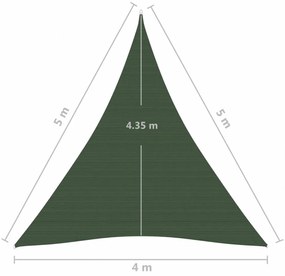 sötétzöld HDPE napvitorla 160 g/m² 4 x 5 x 5 m
