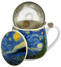 Porcelán teás bögre szűrővel Van Gogh Csillagos éj 430 ml