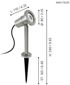 Eglo 94111 - LED-es kültéri lámpa NEMA 1xGU10/5W/230V