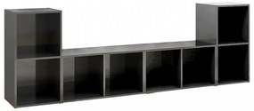 4 db magasfényű szürke szerelt fa TV-szekrény 72 x 35 x 36,5 cm