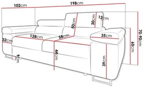 Kanapé Terazuro 2 (sötétszürke) . 1104600