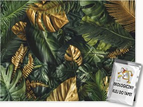 Fotótapéta Monster Levelek Arany Zöld Hálószoba Nappali Tapéta 200x140