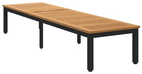 Napsütéses nyugágy Fekete 200x55x35 cm Tömör akácfa