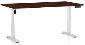 OfficeTech B állítható magasságú asztal, 160 x 80 cm, fehér alap, wenge