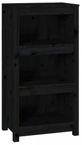 fekete tömör fenyőfa könyvszekrény 50 x 35 x 97 cm