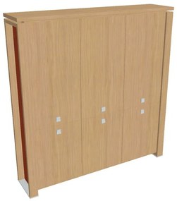 Verno+ S magas szekrény 200 x 46 x 210 cm, világos tölgy / narancs
