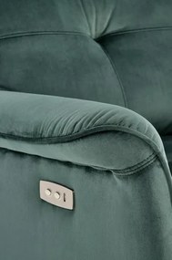 SEMIR sötétzöld karosszék elektromos dönthető funkcióval / USB csatlakozóval