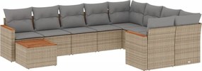 vidaXL 10 részes bézs polyrattan kerti ülőgarnitúra párnával