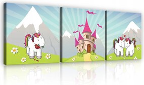 Vászonkép 75x25 Unikornisok kastély mese mágia barátság álmok gyermekkor