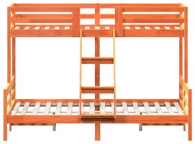 viaszbarna tömör fenyőfa emeletes ágy 90 x 200/140 x 200 cm