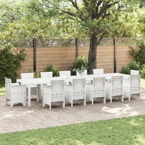 Kerti Asztal Fehér 400x100x73 cm Poli Rattan