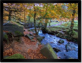 Poszterek keretben 40x30 Híd a parkban az őszi időszakban