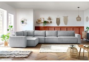 Világosszürke kordbársony sarokkanapé (bal oldali) Nihad modular – Bobochic Paris