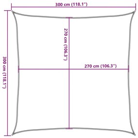 tópszínű HDPE napvitorla 160 g/m² 3 x 3 m