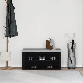 fekete tölgyfa cipőpad 100 x 35 x 45 cm rétegelt fából