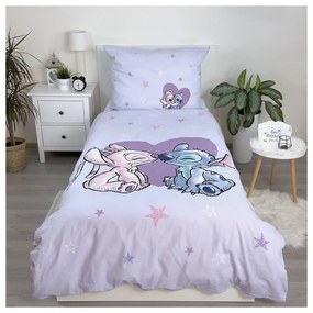 Egyszemélyes pamut gyerek ágyneműhuzat 140x200 cm Lilo and Stitch "Heart" – Jerry Fabrics