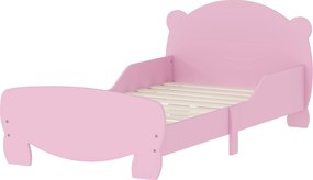 AIYAPLAY Montessori Gyermekágy 3-6 éveseknek, 140x70 cm-es egyszemélyes gyermekágy esésgátló rácsokkal és maci alakú fa lécezett alap a gyerekszobába,