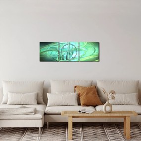 Zöld absztrakció kép (órával) (90x30 cm)