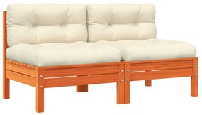 vidaXL 2 db viaszbarna tömör fenyő karfa nélküli kerti kanapé párnával