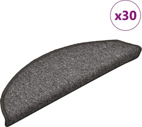 vidaXL 30 db sötétszürke félkör alakú lépcsőszőnyeg 56 x 17 x 3 cm