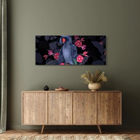 Kép - papagáj a virágok között (120x50 cm)