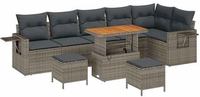 vidaXL Kerti Kanapé Szett 9 pcs Szürke polirattan