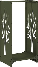 vidaXL olívazöld hidegen hengerelt acél tűzifatároló 40x30x80 cm