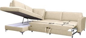 Széthúzható ülőgarnitúra, krémszínű, balos, ERMON ROH