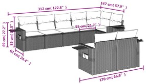 8 részes barna polyrattan kerti ülőgarnitúra párnákkal