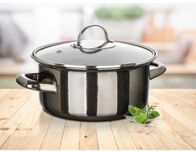 Banquet METALLIC Black 20 cm-es zománcozottserpenyő, 2 l, fedővel, 20 cm