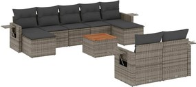 vidaXL 10 részes szürke polyrattan kerti ülőgarnitúra párnákkal