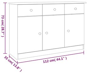 ALTA tömör fenyőfa tálalószekrény 112x35x73 cm