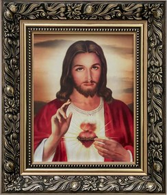 Vászonkép 35x30 Jézus Krisztus Szíve Jézus Arany Díszített Keret