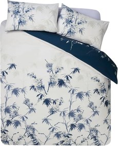Sötétkék-krémszínű egyszemélyes ágyneműhuzat 135x200 cm Kyoto Floral – Catherine Lansfield