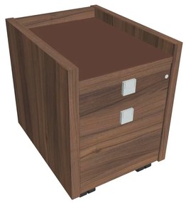 Verno mobil konténer 47 x 60 cm üveggel, 2 fiók, dió / barna