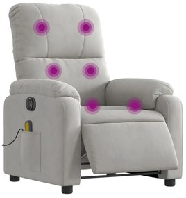 világosszürke mikroszálas szövet elektromos fekvő masszázsfotel