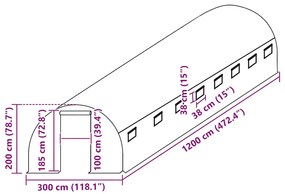 zöld melegház pótponyva (36 m²) 300 x 1200 x 200 cm